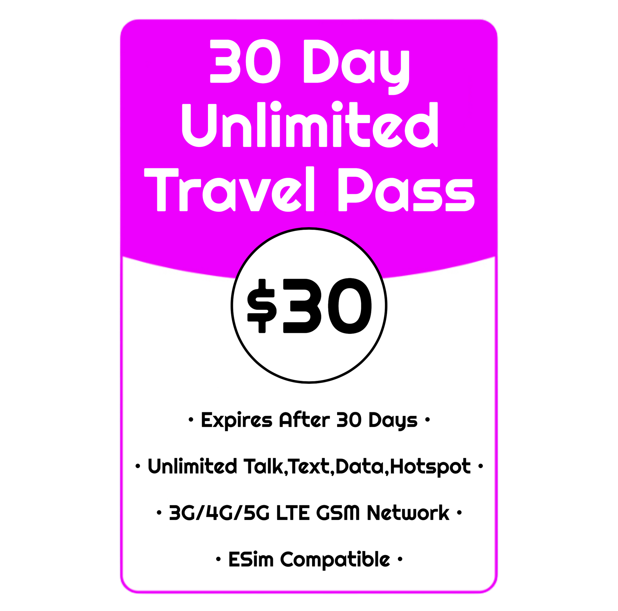 30 Day Unlimited Travel Pass - Amethyst Network