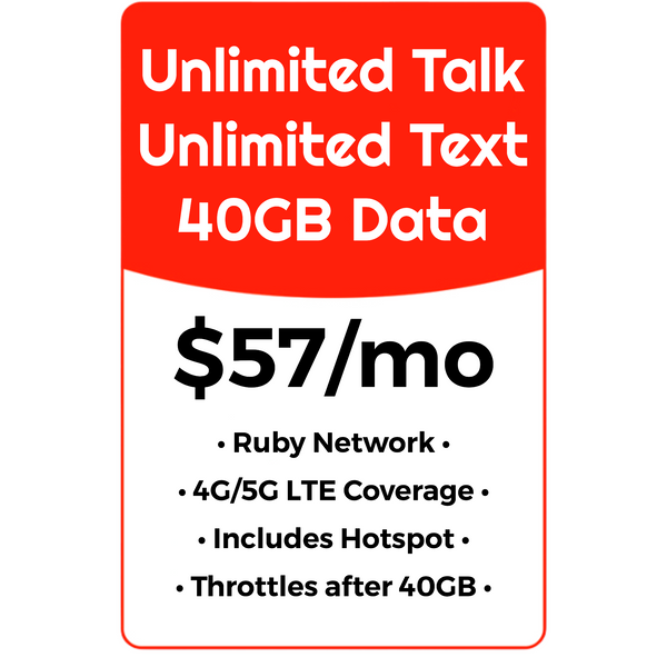 UNL Talk, Text & Data w/40GB HS - RUBY NETWORK
